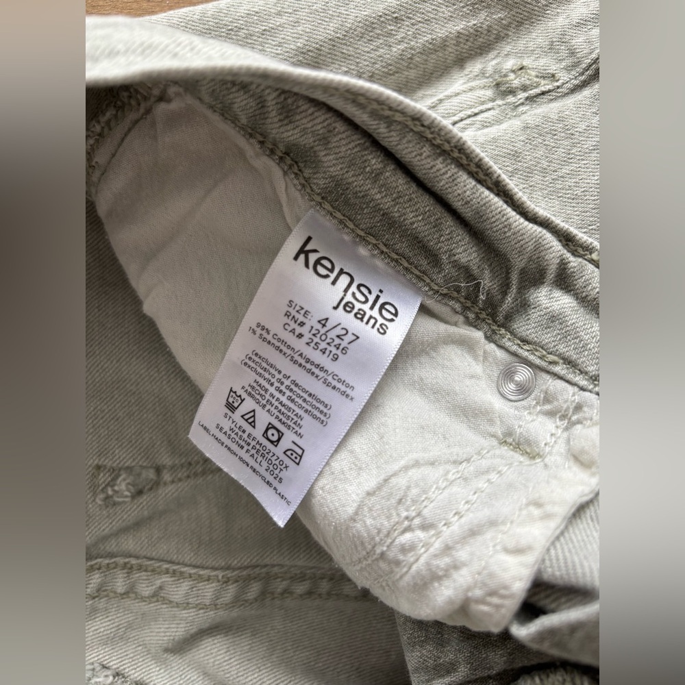 Kensie Vintage Gray/light green High Raise Straight Jeans - Picture 5 of 5